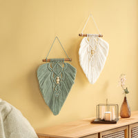 Rustic Green Natural Macrame Leaves