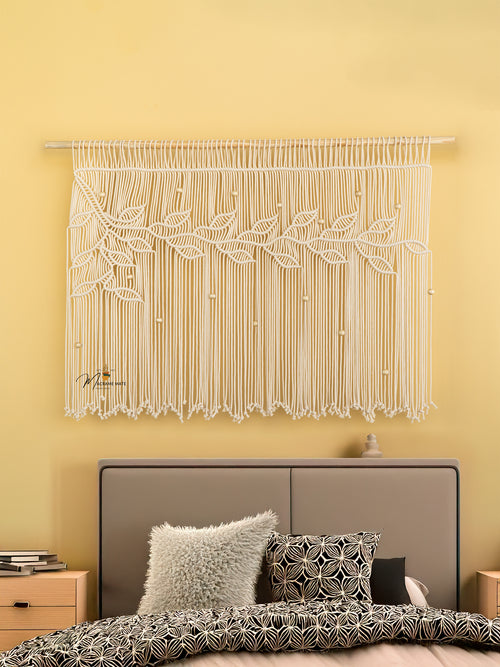 Handmade macrame curtain, perfect for cozy or modern decor 
