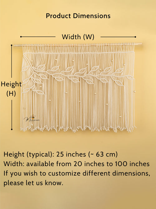 Macrame curtain decor, ideal for boho or contemporary spaces 
