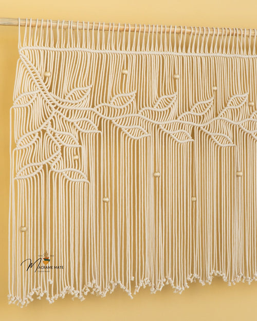 Boho macrame curtain, great for cozy home accents 
