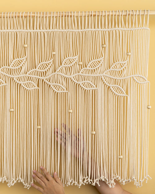 Rustic macrame curtain, perfect for a natural and airy look 
