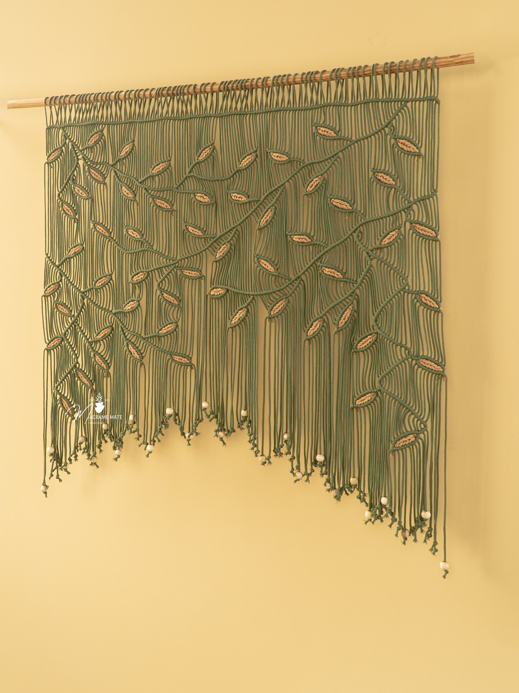 Handwoven macrame curtain, great for both doors and windows 
