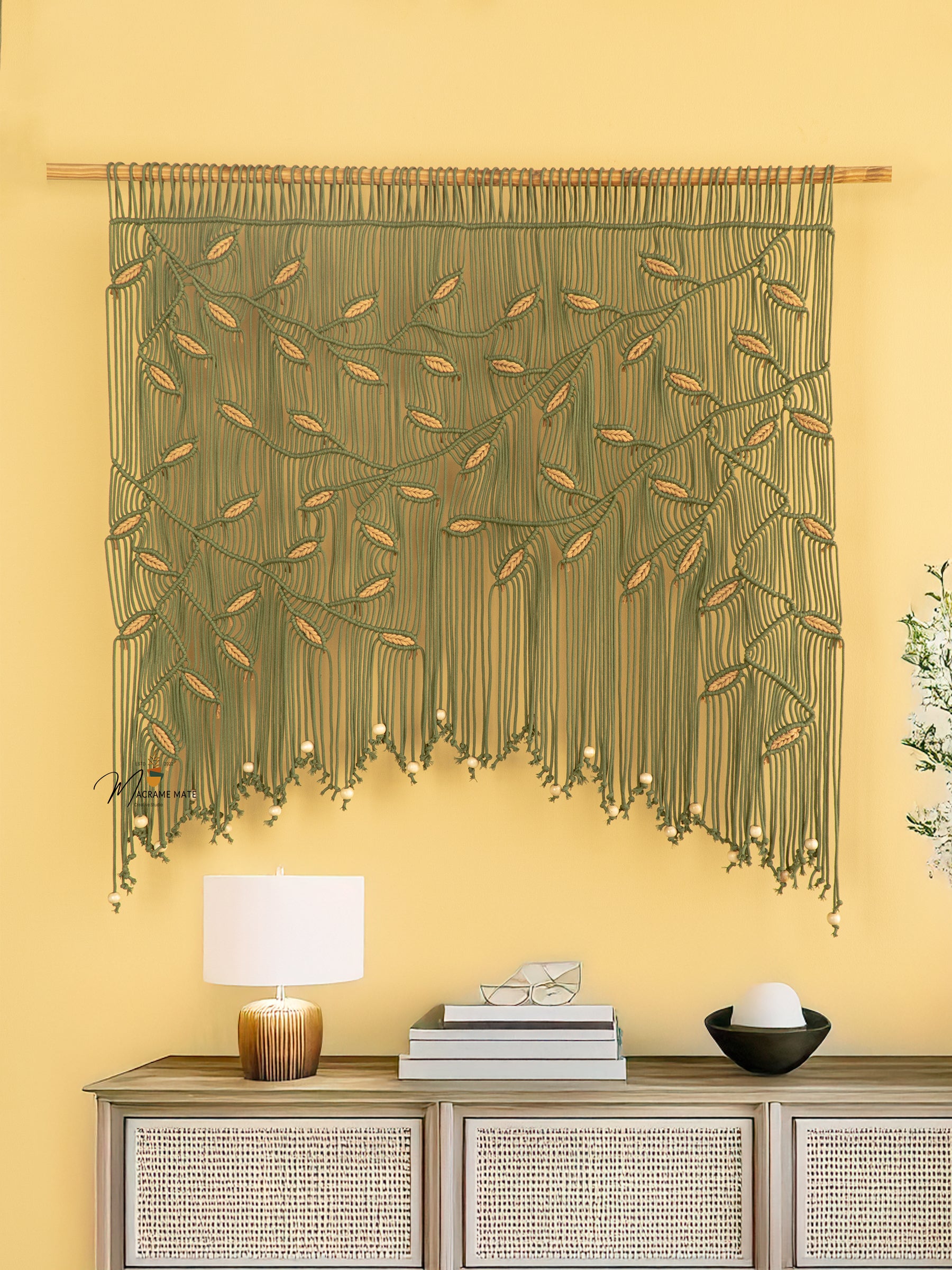 Ravine Macrame Leaf Curtain Wall Hanging