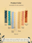 Color swatches of decorative wall hangings with color names and options.