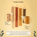 Product colors chart showing four macrame wall hangings in different main thread colors: beige/terracotta, rust red, mustard yellow, and dark brown. Each includes circular close-up callouts of the woven pattern.