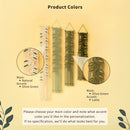 Product colors chart showing four woven wall hangings in different colorways: natural beige with olive green, sage green with olive green, olive green with latte brown, and dark olive green with latte brown. Includes circular detail zoom-ins and text explaining customization options.