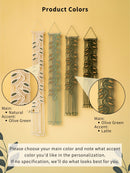 Product color swatches with main and accent colors on a beige background