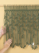 Macrame Leaf Curtain Wall Hanging Olive Green